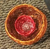 Stainless Steel Sphere Inside Red Wire & Copper Bowls by Cindy Luna <! local>