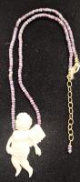 Sapphire & Carved Bone Cupid GF Necklace by Genesis Collection