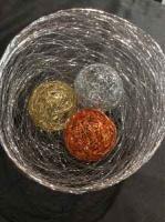 Brass, Copper & Stainless Steel Spheres in Stainless Steel Basket by Cindy Luna <! local>