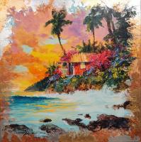 Perfect Sunrise 30x30 GW Mixed Media Giclee w/Unique Gold Leaf Enhancements by James Coleman