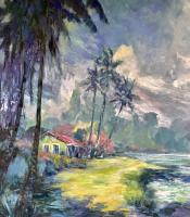 COTTAGE ON THE GREEN 24x30 Original Acrylic on Gallery Wrapped Canvas by Rod Cameron <! local>