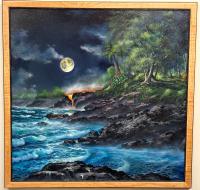 Pele's Gateway to the Sea 36x36 Framed Original Oil by George Aldrete