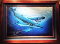 Moving Whales 24x36 Framed Original Oil by * WYLAND *