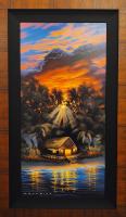 Sunset Gathering 18x36 Framed Giclee 45/295 by Walfrido Garcia <! local>