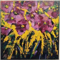 Magenta Petunias 10x10 Original Oil by Roman Czerwinski <! local>