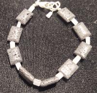 Black Lava & Moonstone SS Bracelet by Genesis Collection