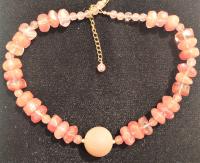 Mauve Druzy & Cherry Quartz GF Necklace\ by Genesis Collection