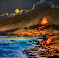 Big Island Rising Show Piece Dec 10th 16x16 Framed Acrylic on Canvas by Walfrido Garcia <! local>