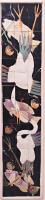 Hakkaido Cranes In Persimmon 63x14 Original Mixed Media by AJ & Jack Ferrell