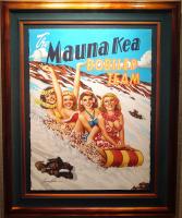 Mauna Kea Bobsled Team 22x30 Original Watercolor in Deluxe Koa Frame by Garry Palm <! local>