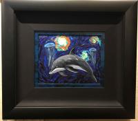 Jellies & Dolphin 11x14 Framed Original Oil by * WYLAND *