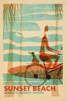 Sunset Beach Wahine (Oahu) Framed Giclee by Nick Kuchar <! local> <! aesthetic>