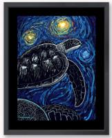 Starry Sea Turtle 25x30 Framed Giclée by * WYLAND *