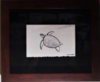Sea Turtle 6x9 Framed Drawing by * WYLAND *