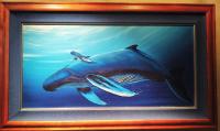 Humpbacks Blue Realm 15x30 Framed Original Oil by * WYLAND *