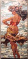 Oceanside Hula 11x24 Original Oil by Rod Cameron <! local>