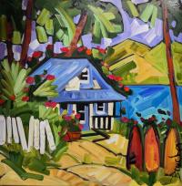 Beach Trio 30x30 Original Acrylic by Marie-Claude Boucher