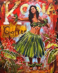<b>*NEW*</b> Kona Coffee 30x24 Original Acrylic on Canvas by Shawn Mackey