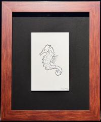 Seahorse 6x9 Framed Drawing by * WYLAND *