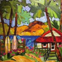 Saturday Sun 30x30 Original Acrylic by Marie-Claude Boucher