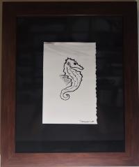 Seahorse 6x9 Framed Drawing by * WYLAND *