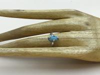 Four-Prong Rectangular Hamaku Jade Sea Glass SS Ring Sz 6.75 by Ingrid Lynch <! local> <! aesthetic>